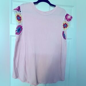 Pink Sleeveless Top with Crochet